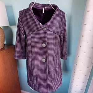 EUC Frenchi by Nordstrom Purple & Grey Houndstooth Coat - Women's Size Medium